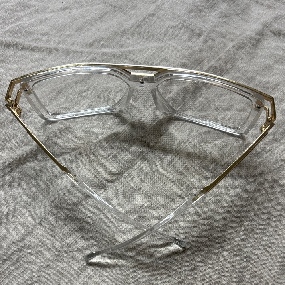 Gold and Clear Geometric Glasses - Picture 2 of 6